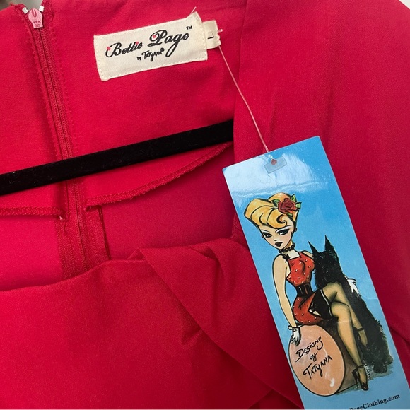 Bettie Page Retro Pinup Girl 1950’s Red Wiggle Dress Vintage Inspired - Picture 10 of 13